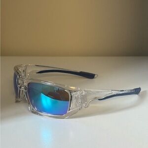 Clear Frame Sunglasses with Blue Lenses